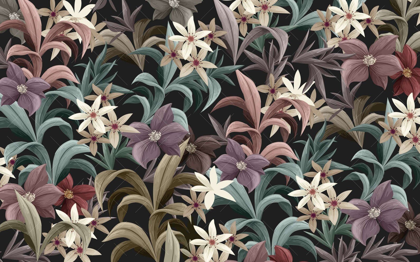 Papier peint fleurs élégantes