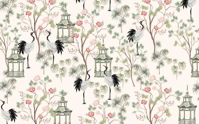 Japan Blume und Kranes Tapete