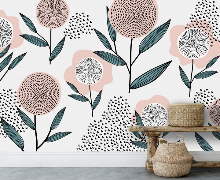 Papier peint fleurs rondes fantaisies - Kam & Leon