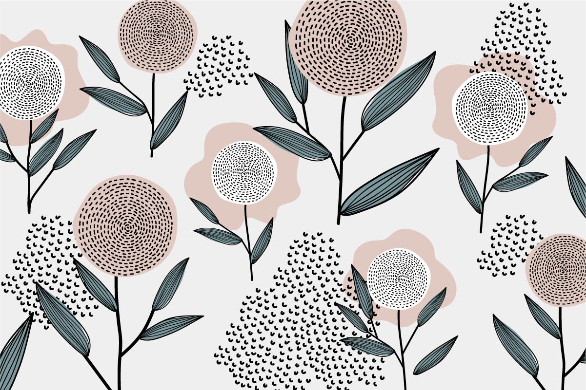 Papier peint fleurs rondes fantaisies