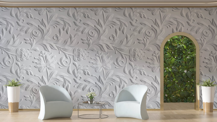 3D sculpted flowers wallpaper 