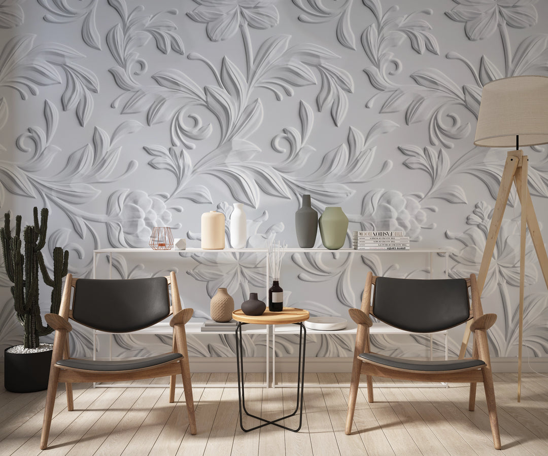 3D sculpted flowers wallpaper 