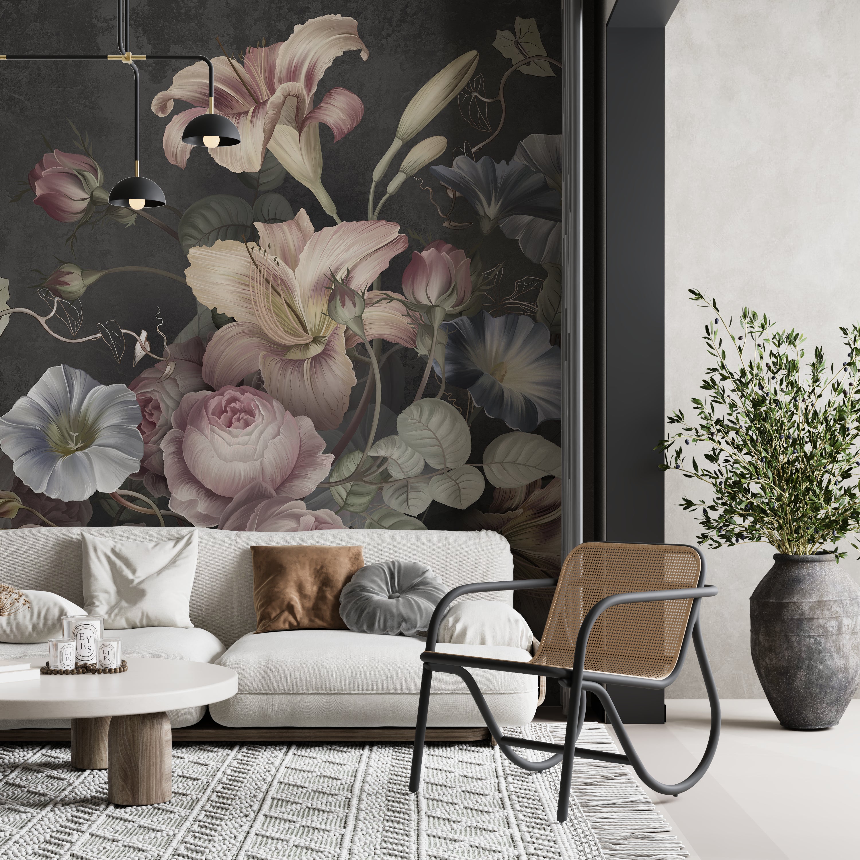 Papier peint fleurs vintage