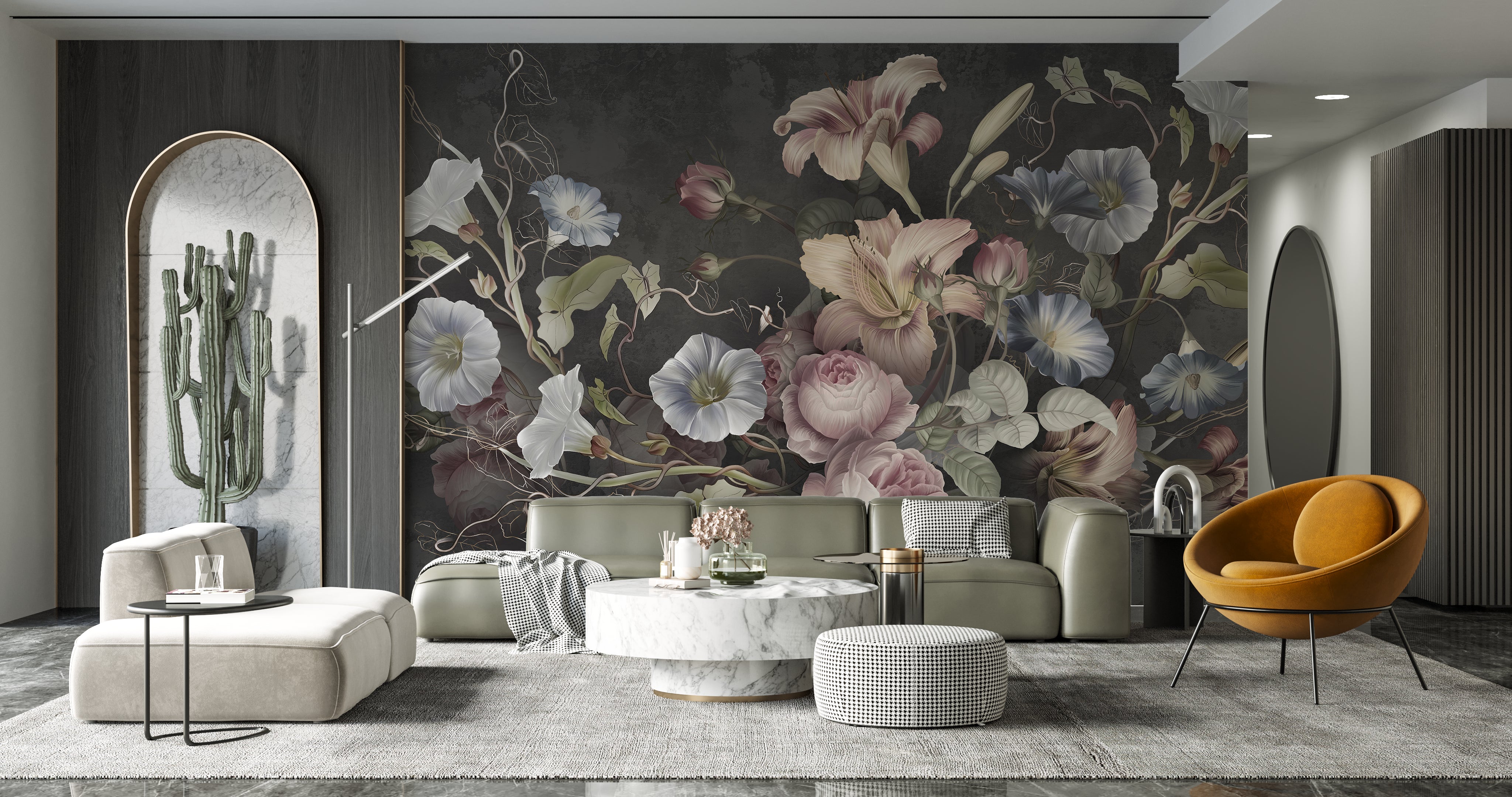 Papier peint fleurs vintage
