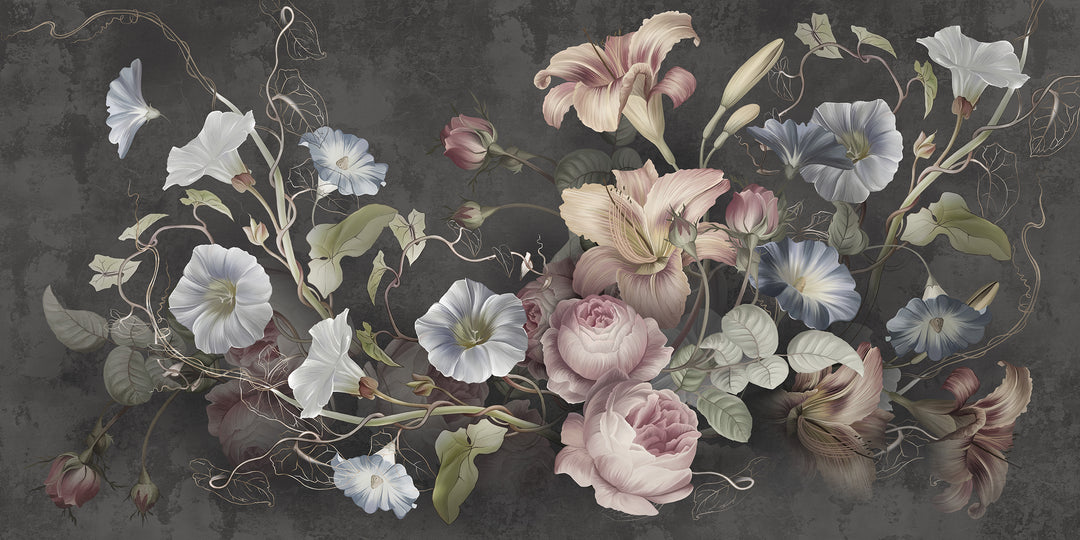 Papier peint fleurs vintage