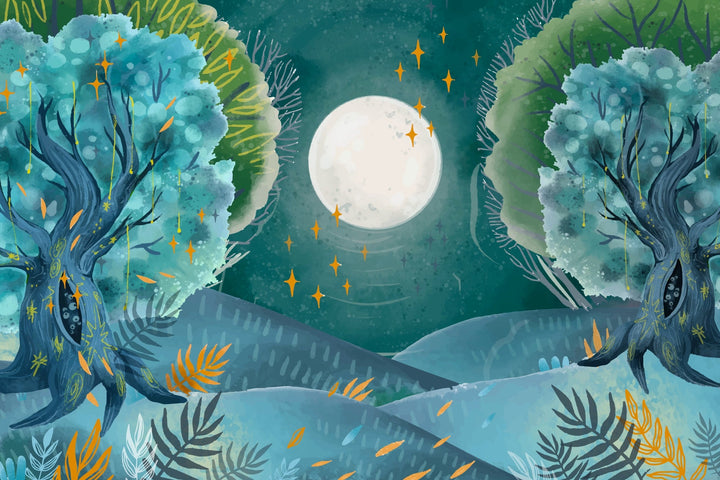 Papier peint forêt bleue - Kam et Léon