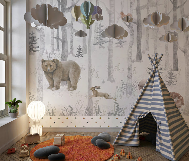 Papier peint forêt enneigée