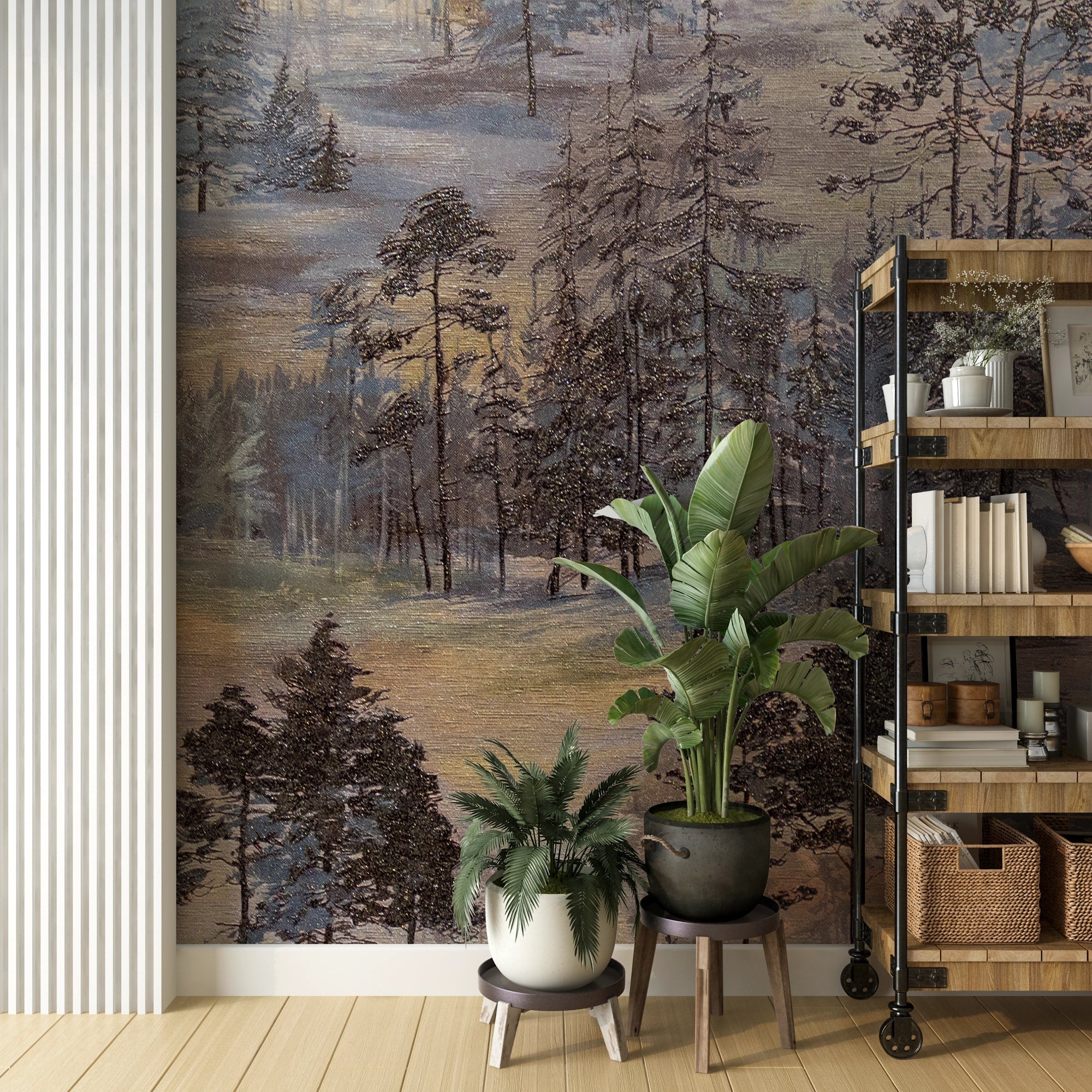 Forest oil painting wallpaper