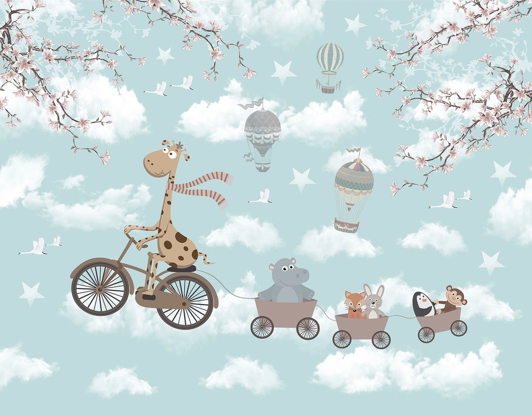 Papier peint girafe & Cie chambre enfant