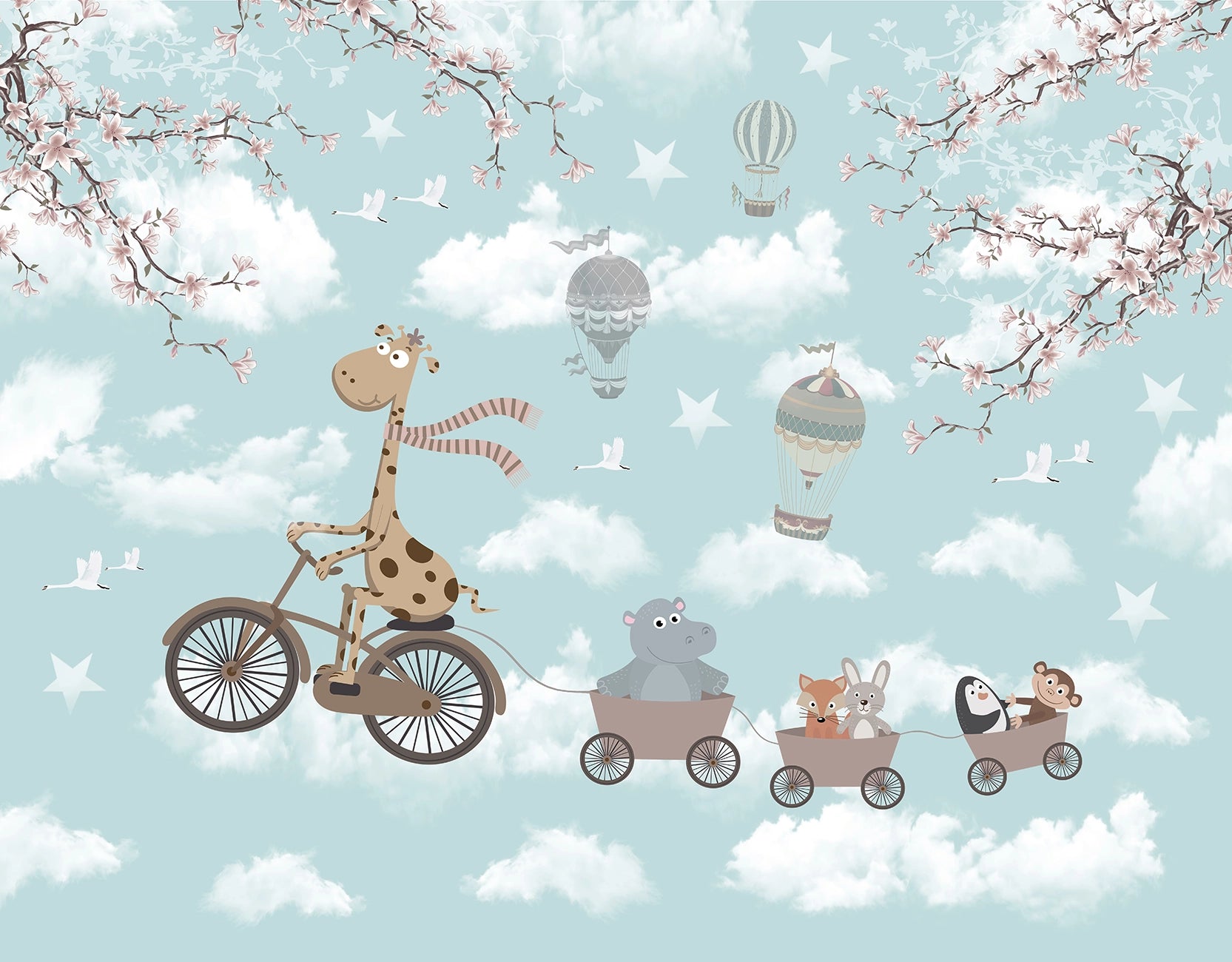 Papier peint girafe & Cie chambre enfant