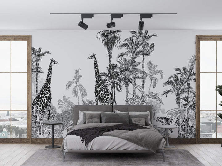 Papier peint Girafe dans la Jungle - Kam et Léon