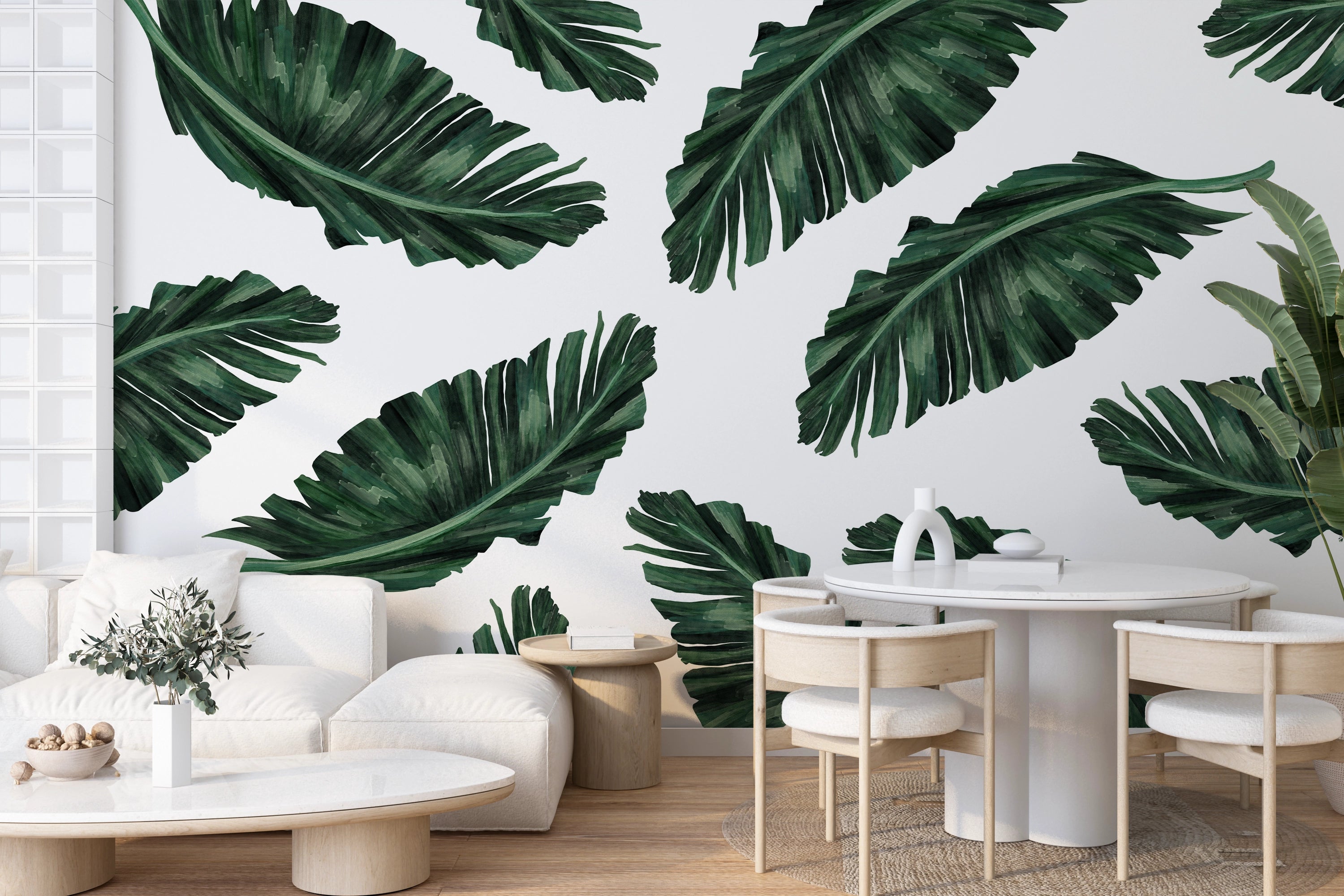 Large tropical leaves wallpaper