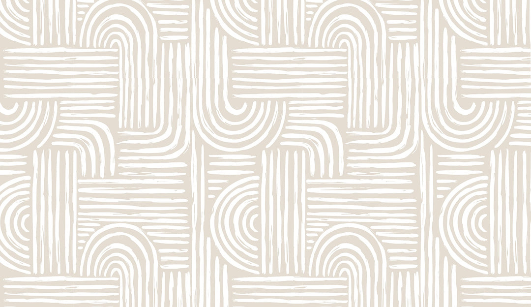 Papier Peint Graphique 3D Beige - Kam et Léon