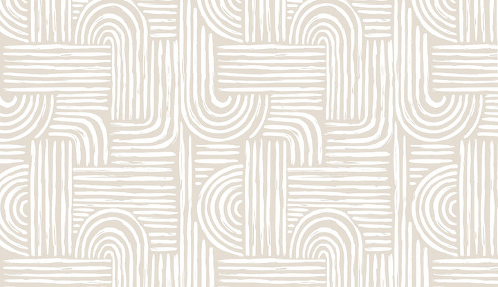 Papier Peint Graphique 3D Beige - Kam et Léon