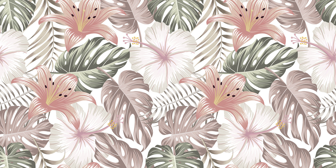 Sfondo di hibiscus e monstera