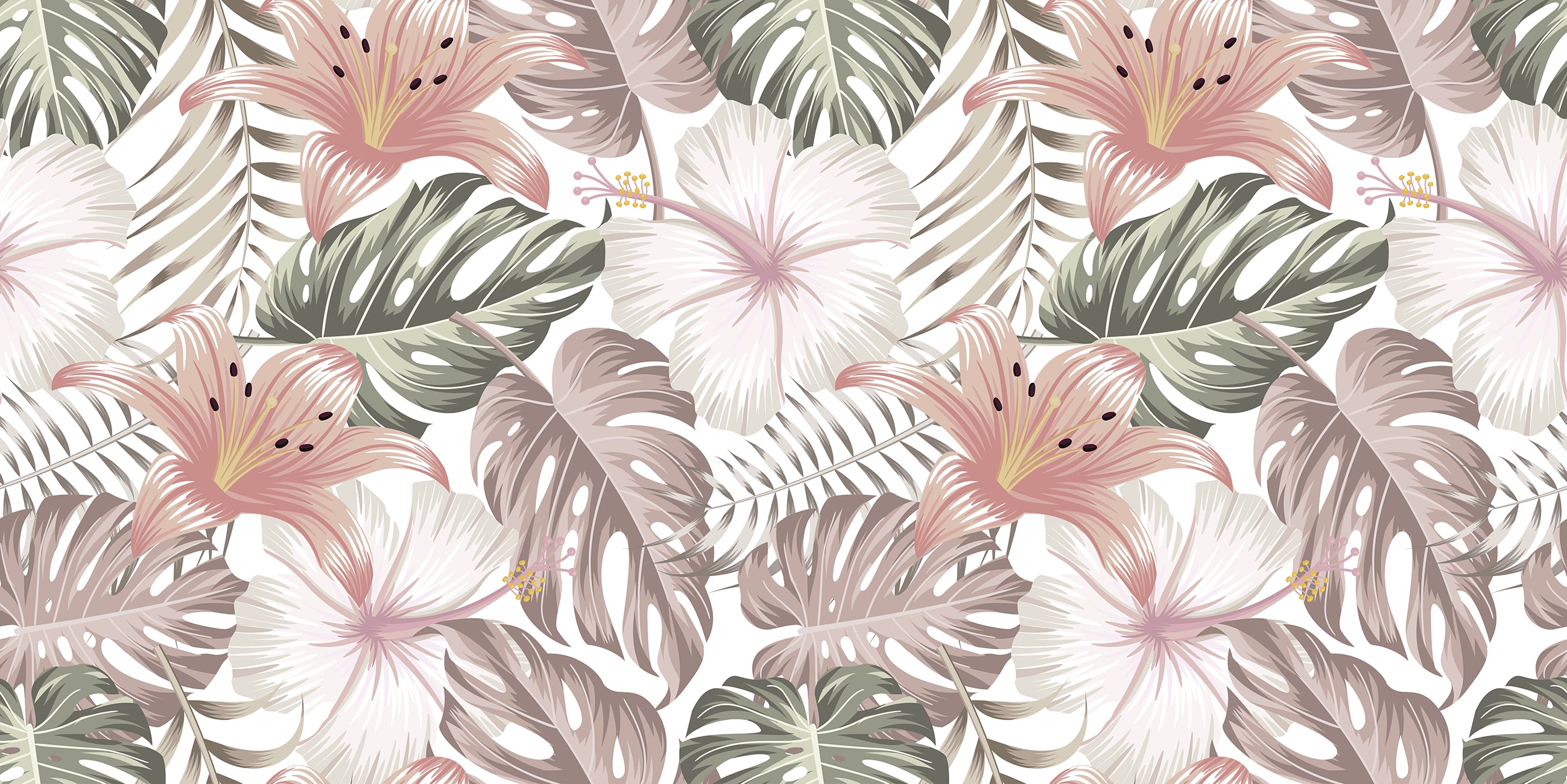Sfondo di hibiscus e monstera