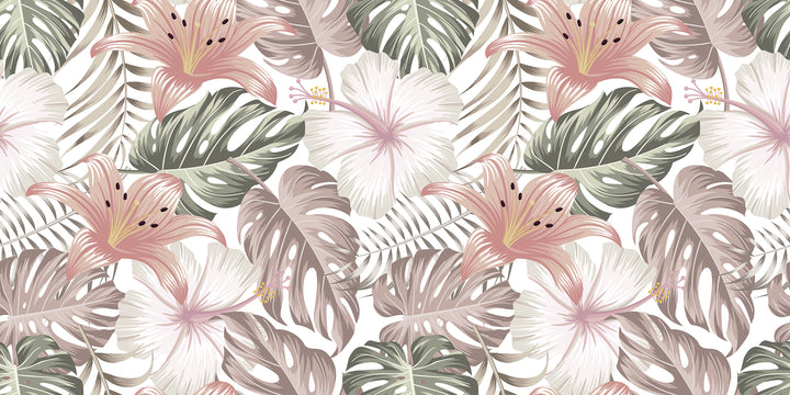 Sfondo di hibiscus e monstera