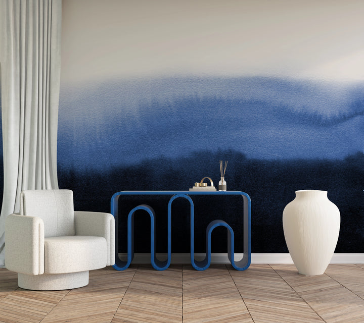 Papier peint horizon encre bleue