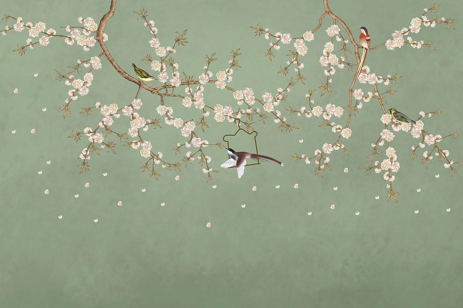 Papier peint Japonisant Vert