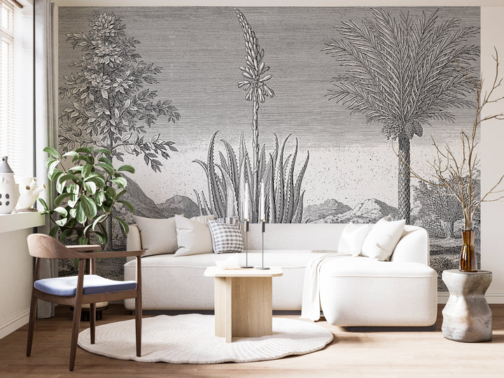 Papier peint Jardin Aride en Gravure