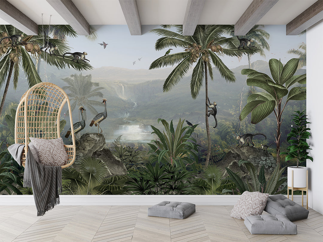 Papier peint Jardin Tropical des Singes