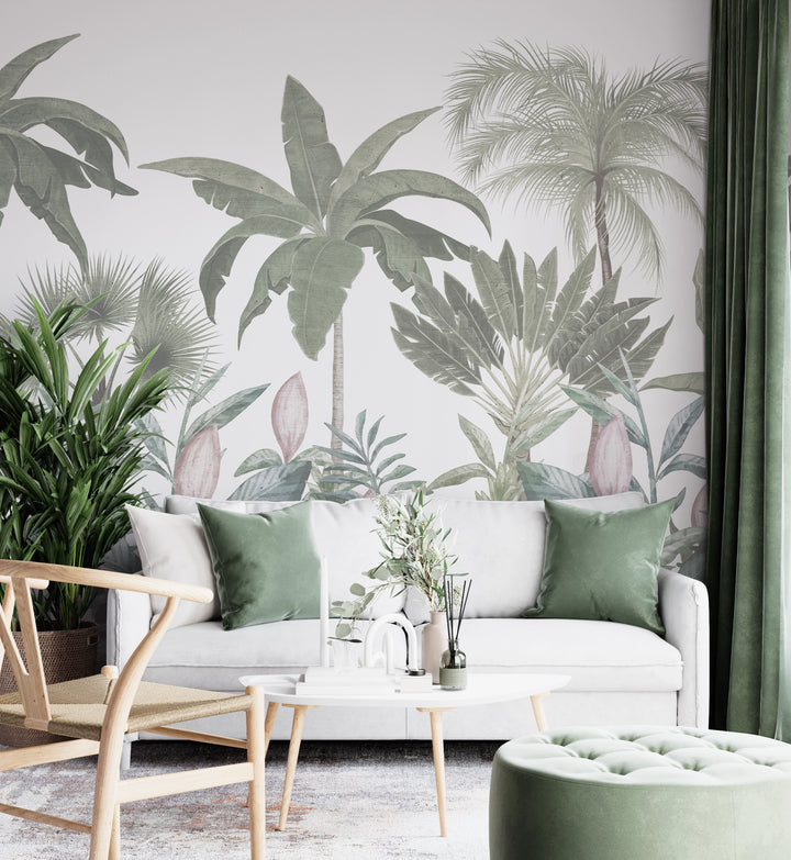 Papier peint panoramique Jungle Exotique Pastel