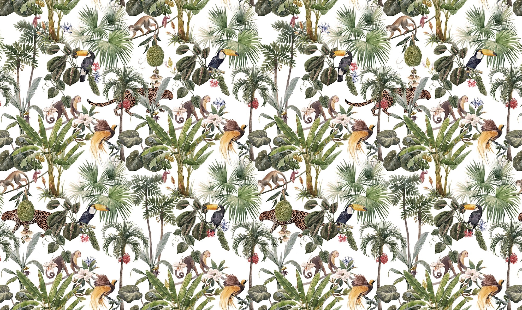 Papier Peint Jungle Sauvage et Animaux Exotiques