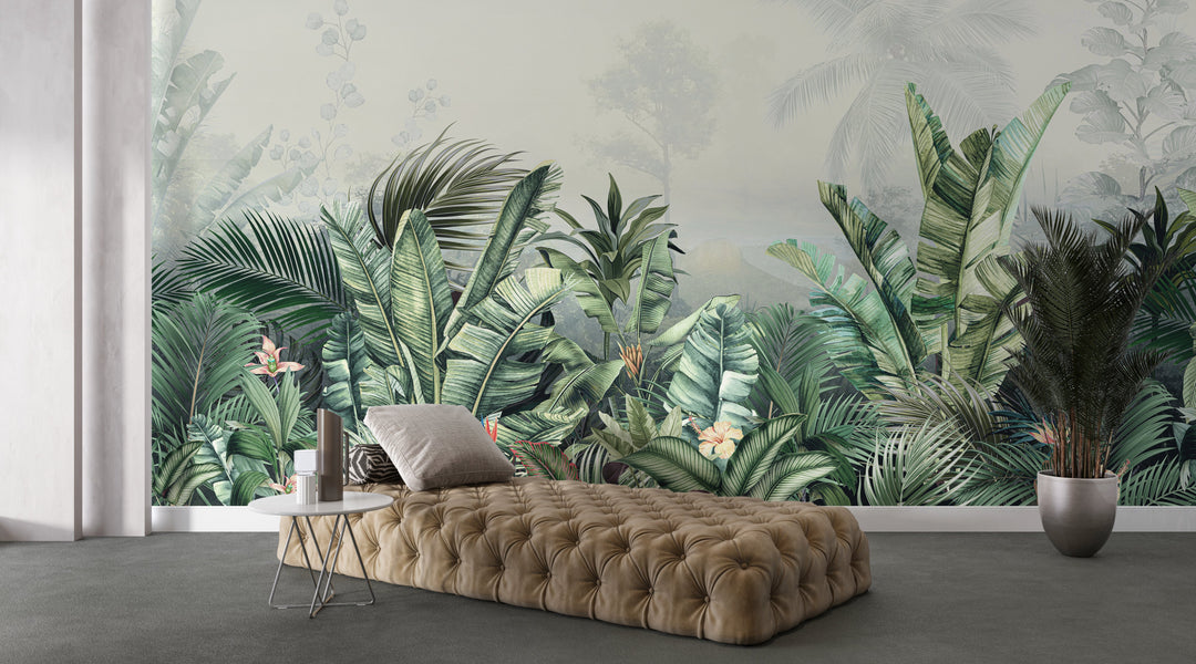 Papier Peint Jungle Tropicale - Feuillage Vert Luxuriant - Kam et Léon