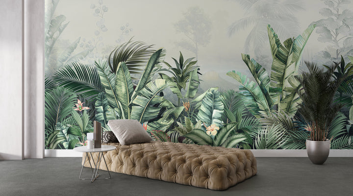 Papier Peint Jungle Tropicale - Feuillage Vert Luxuriant - Kam et Léon