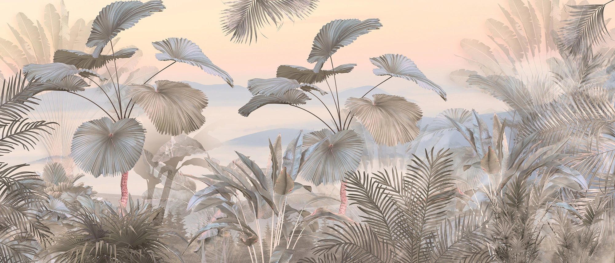 Papier Peint Jungle Tropicale Pastel
