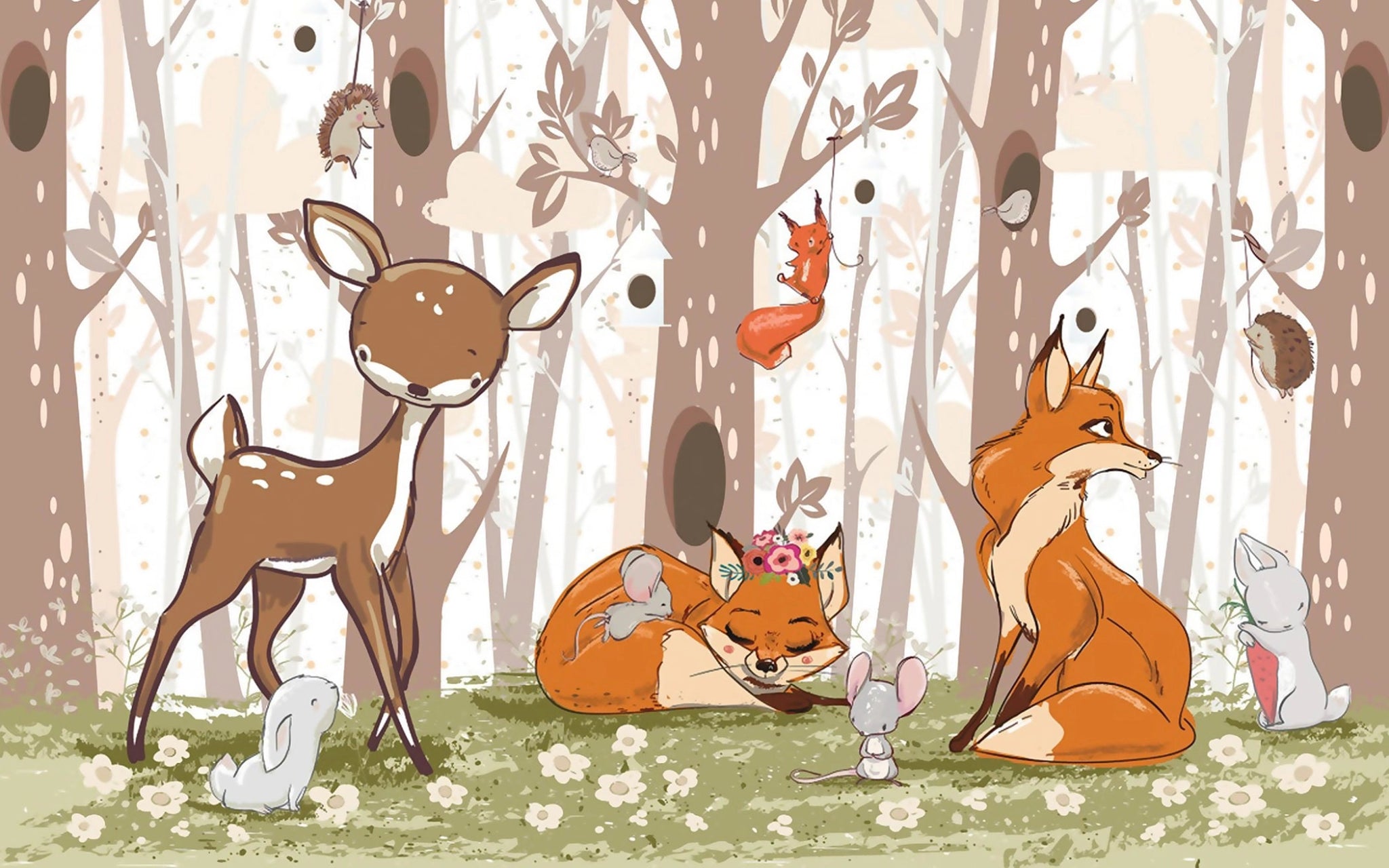 Papier peint La famille renard