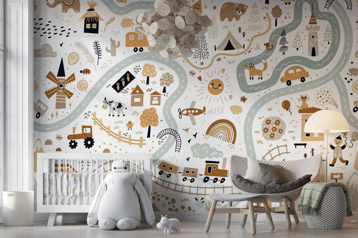 Papier Peint Les Petits Explorateurs - Kam et Léon