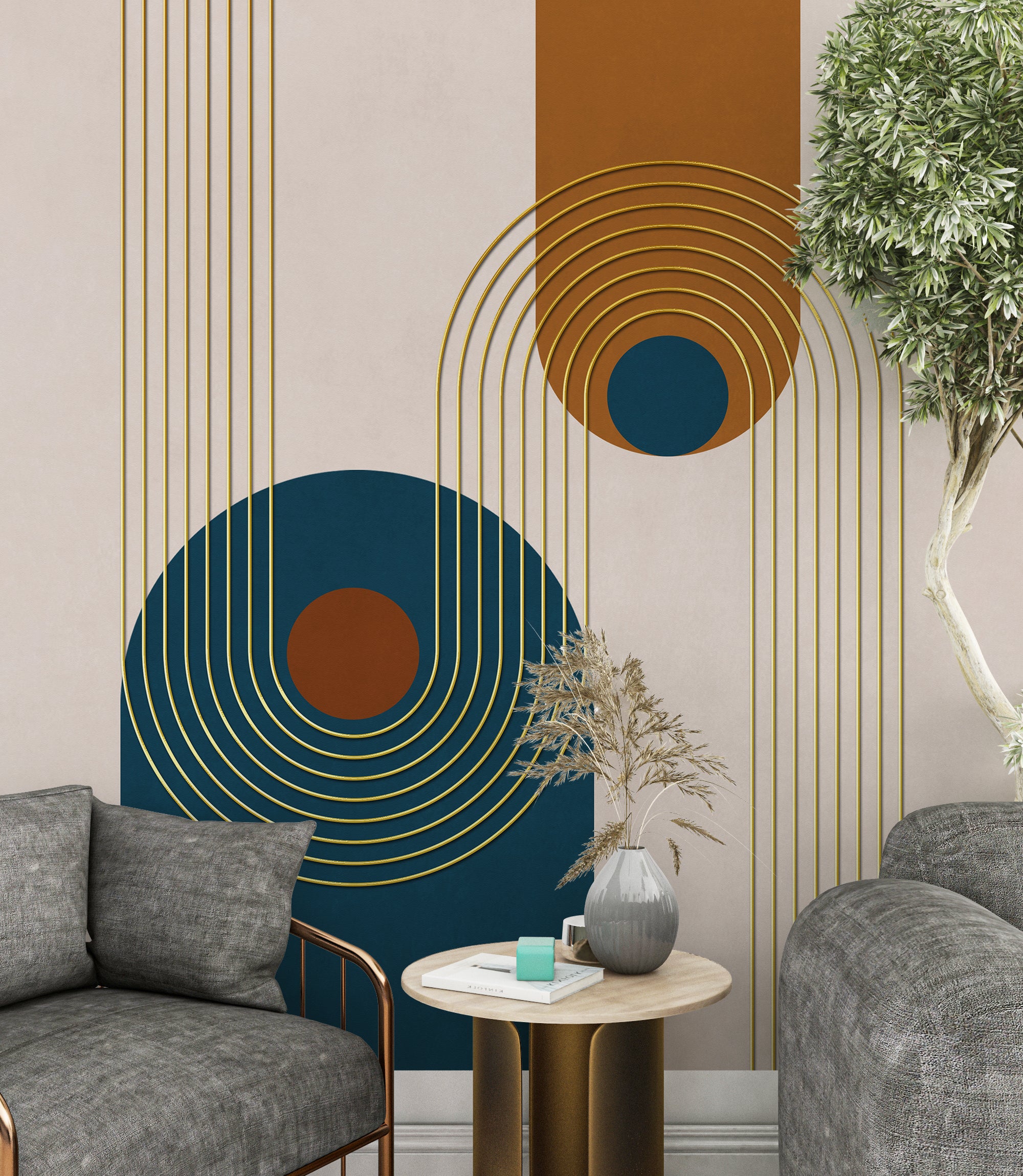 Retro Chic Lines Wallpaper