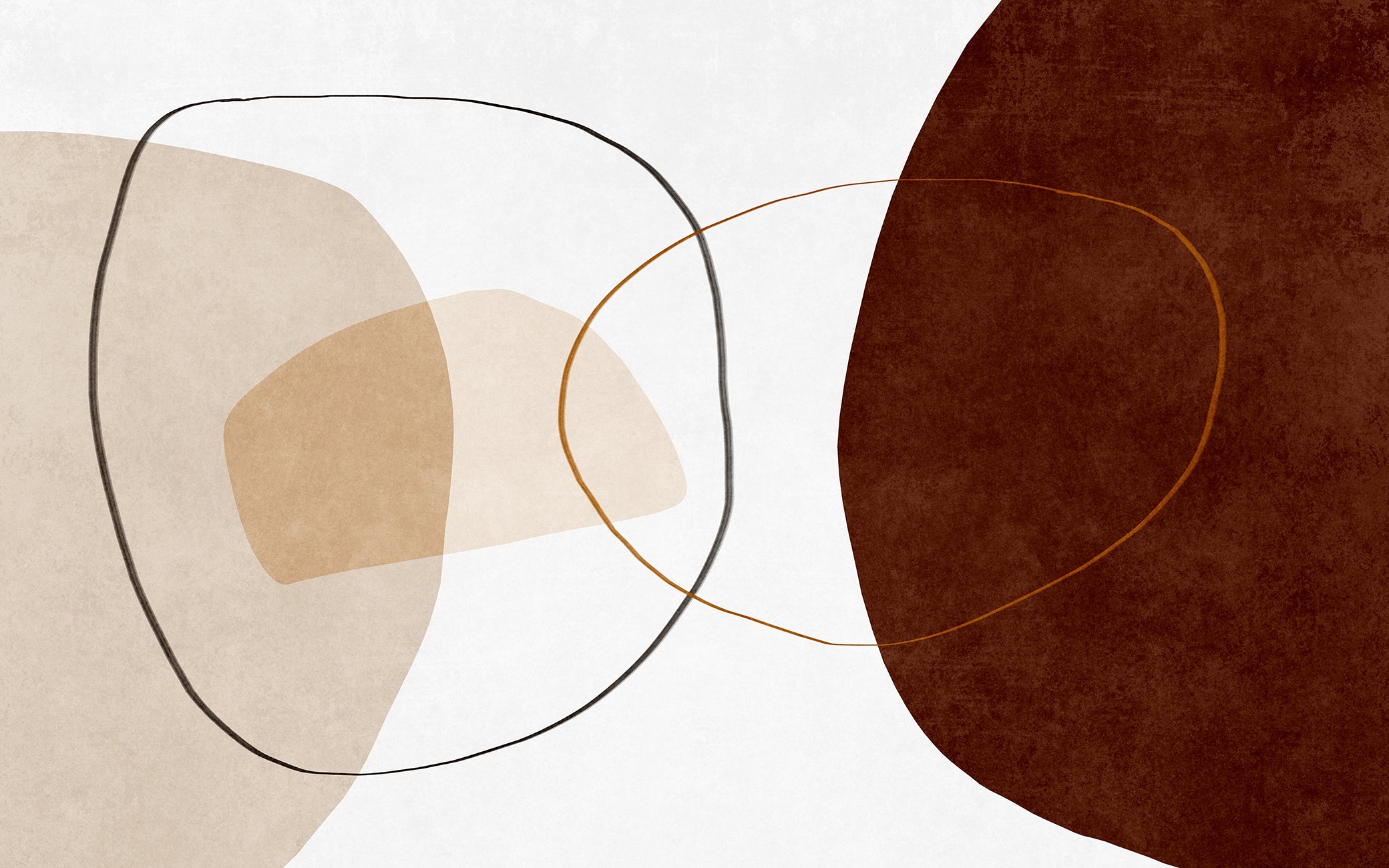 Papier peint minimaliste Formes Terre & Bordeaux