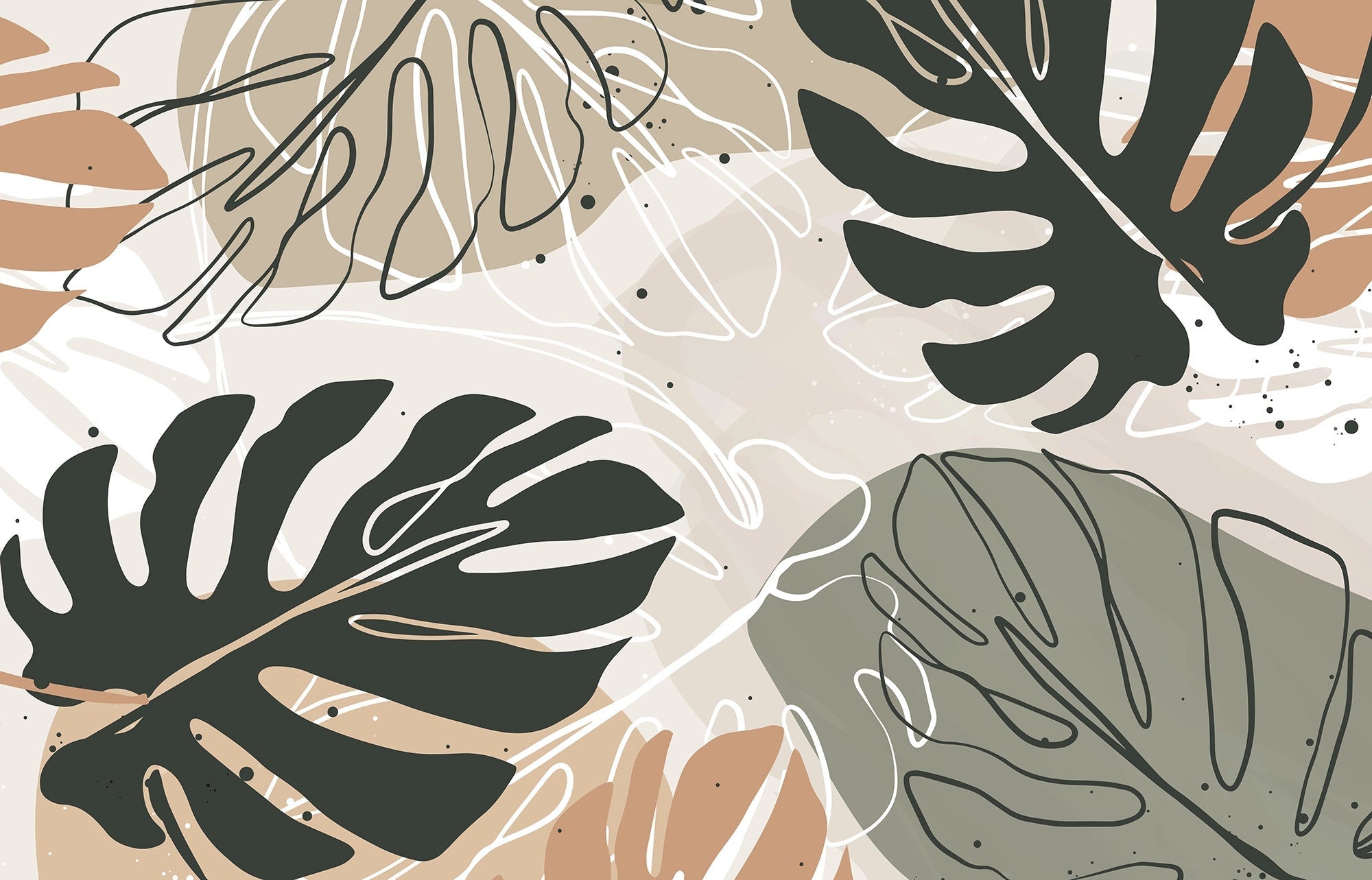 Papier peint Monstera graphique