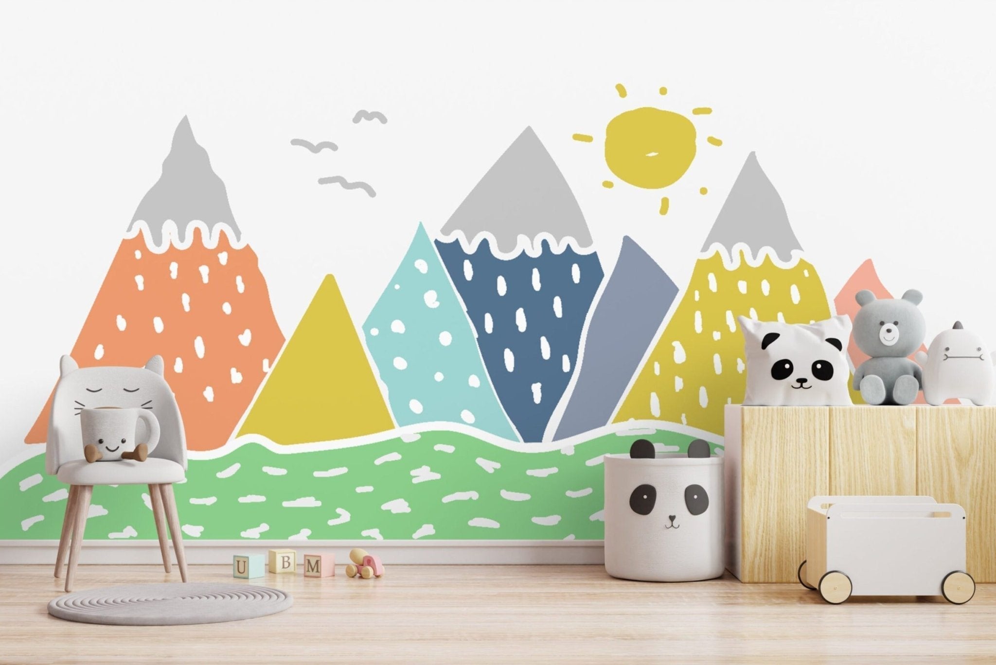 Papier peint montagne colorée enfant - Kam & Leon