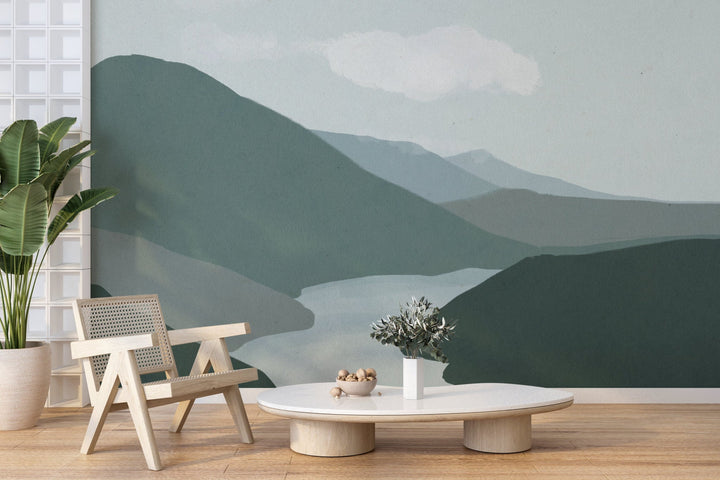 Papier Peint Montagne et Lac Paisibles - Kam & Leon