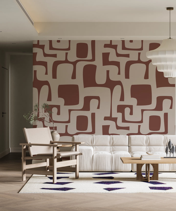 Terracotta Abstract Patterns Wallpaper 
