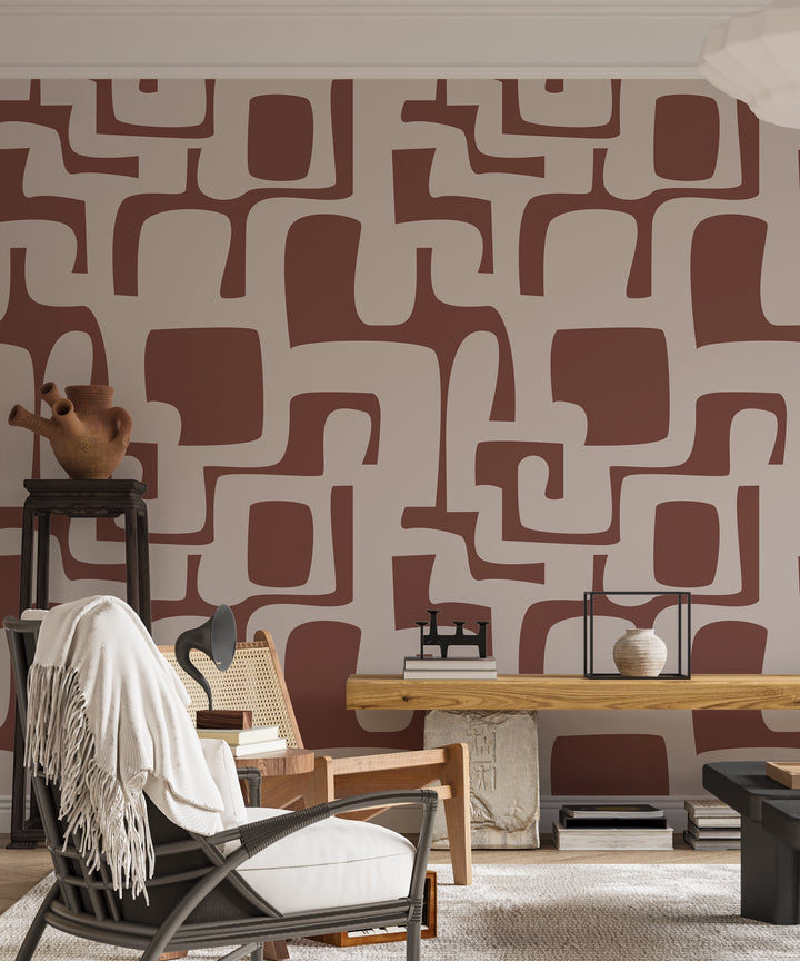 Terracotta Abstract Patterns Wallpaper 