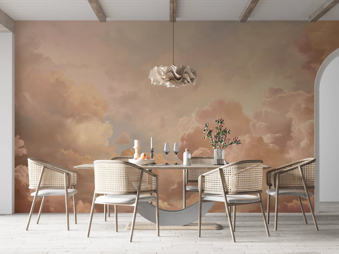 Aquarelle Papier peint nuages au mur et au plafond Aquarelle Papier peint nuages au mur et au plafond