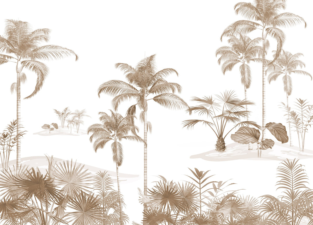 Papier Peint Oasis Exotique Monochrome - Kam et Léon