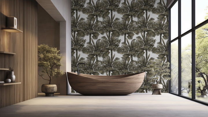 Palmeraie Ombre Olive Wallpaper 