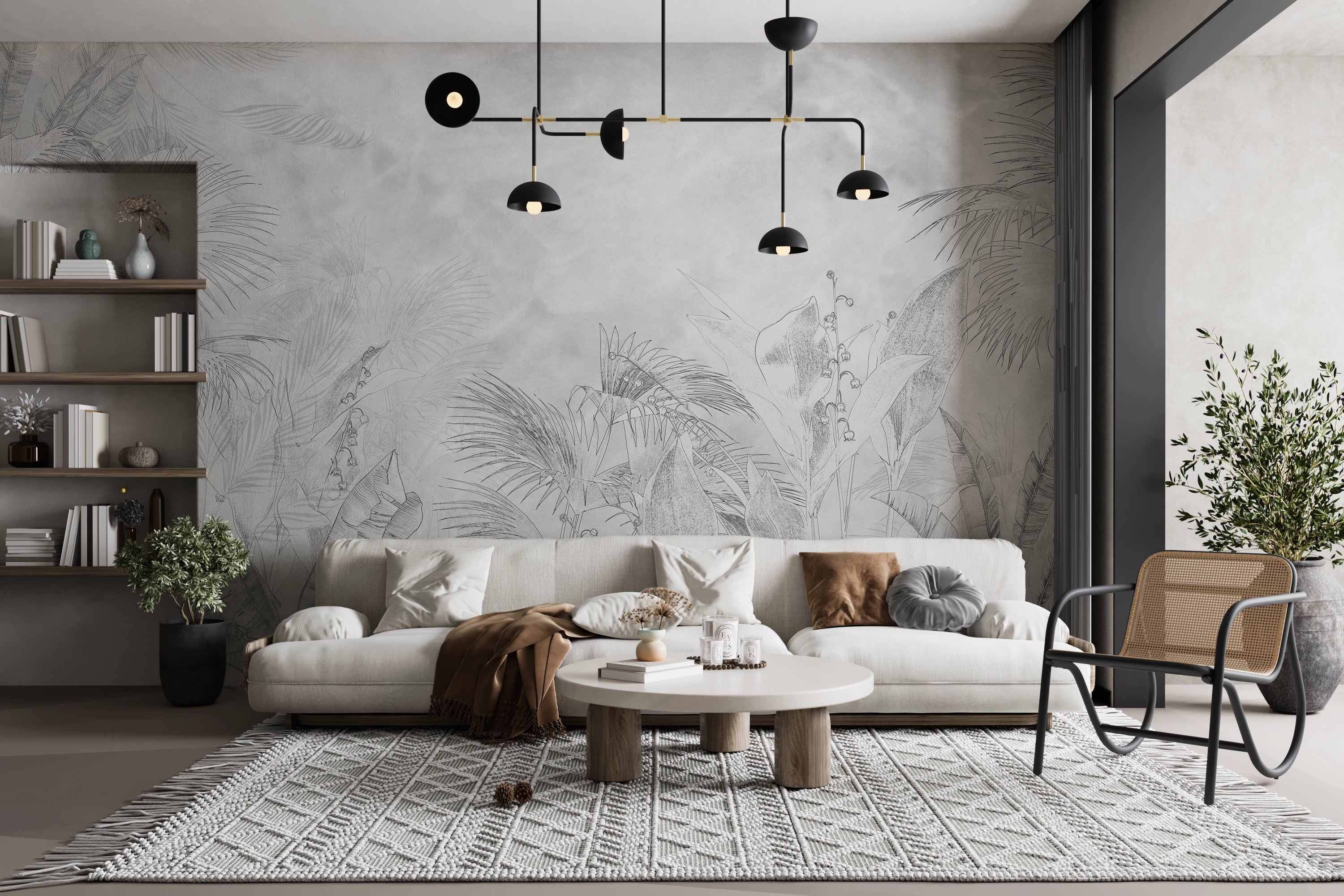 Papier peint Palmier Noir et Blanc