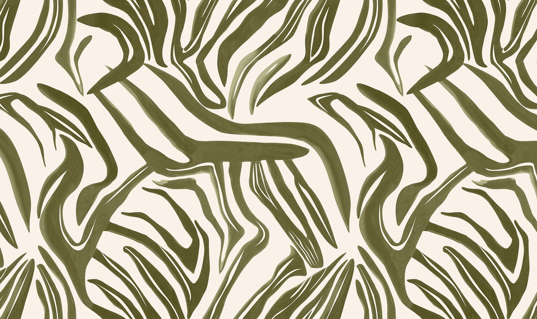 Panoramic wallpaper Abstraction Végétale Olive 