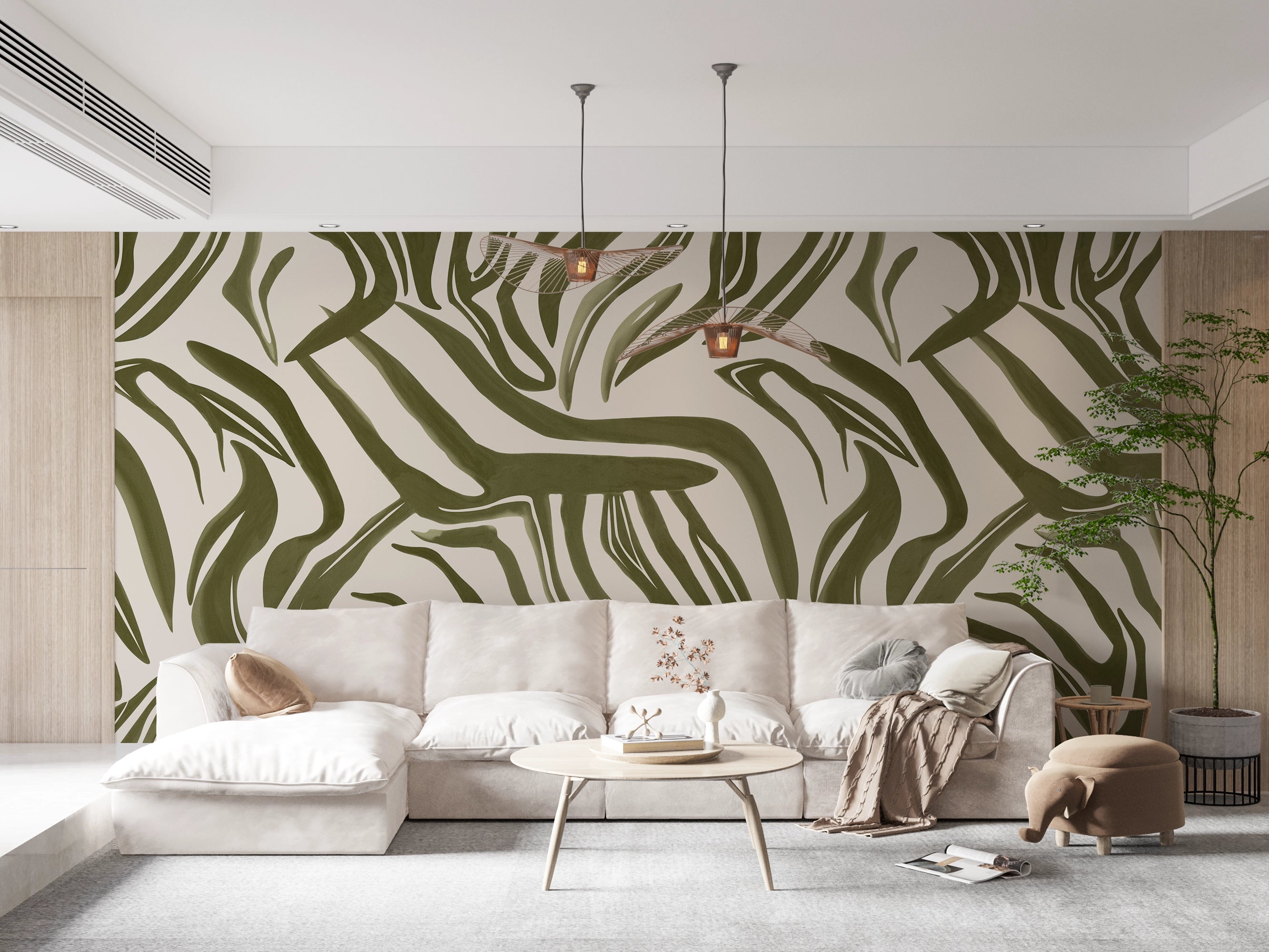 Panoramic wallpaper Abstraction Végétale Olive 