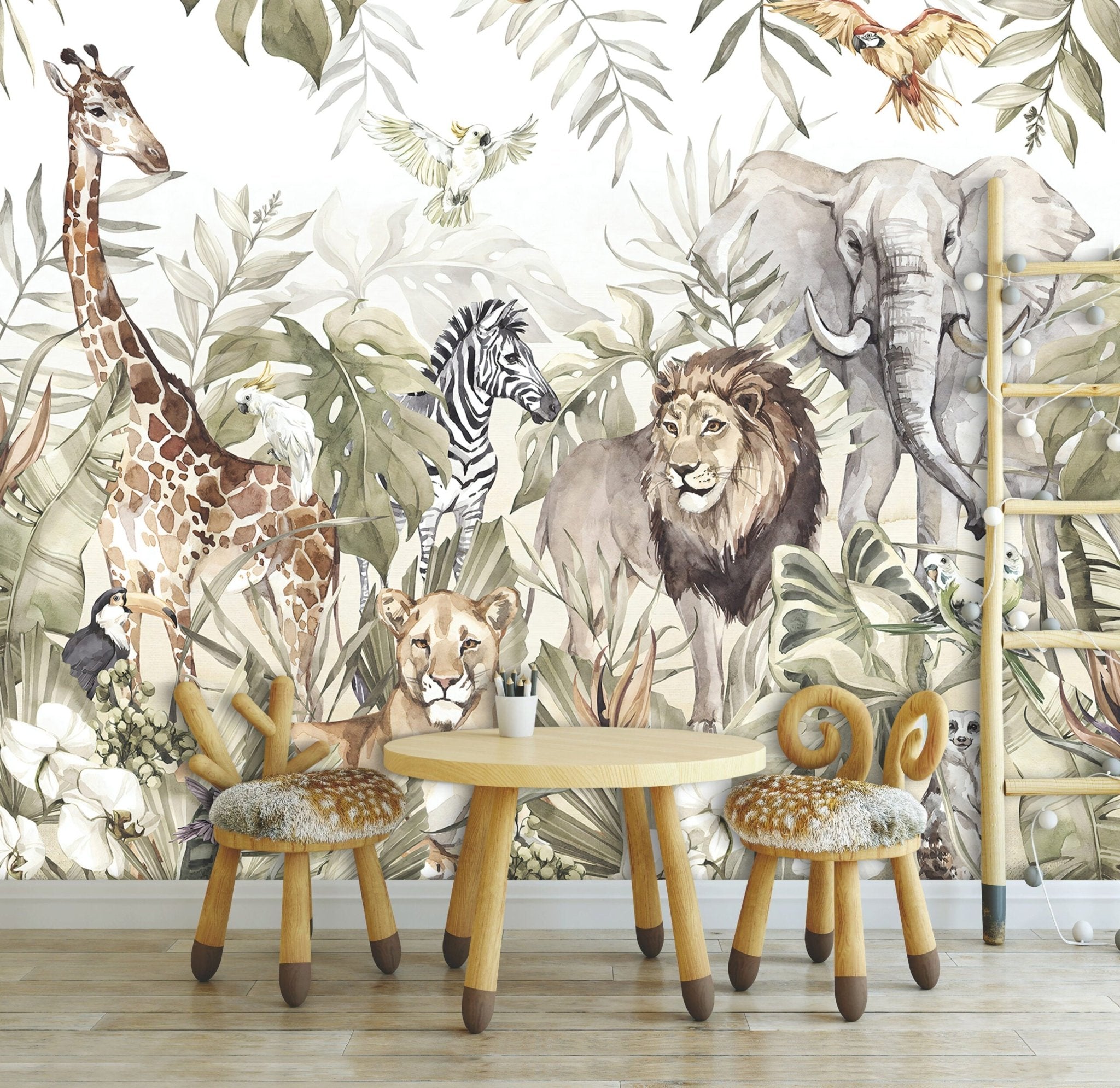 Papier peint panoramique animaux dans la savane