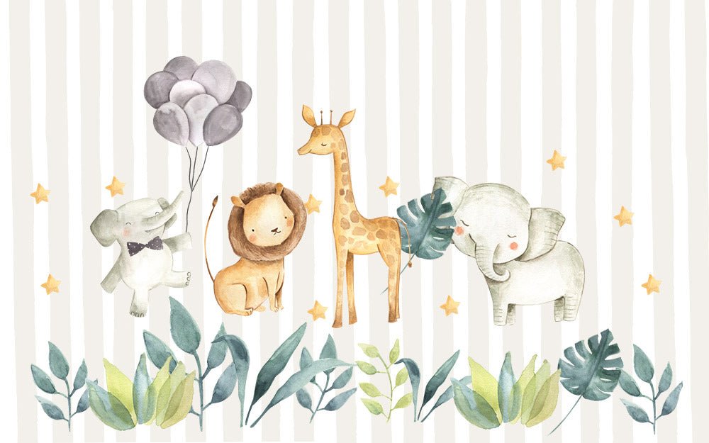 Papier peint panoramique animaux de la savane chambre enfant