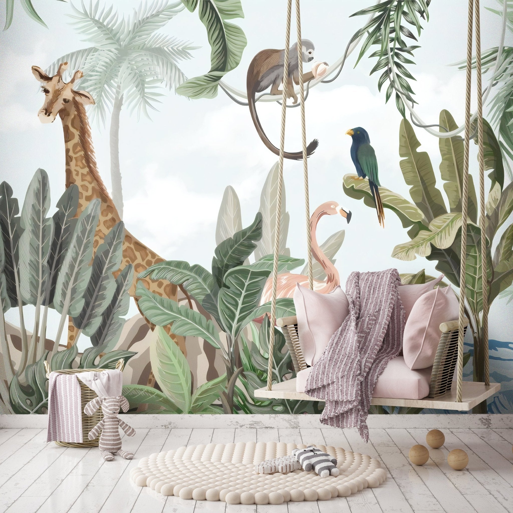 Papier peint panoramique animaux exotiques