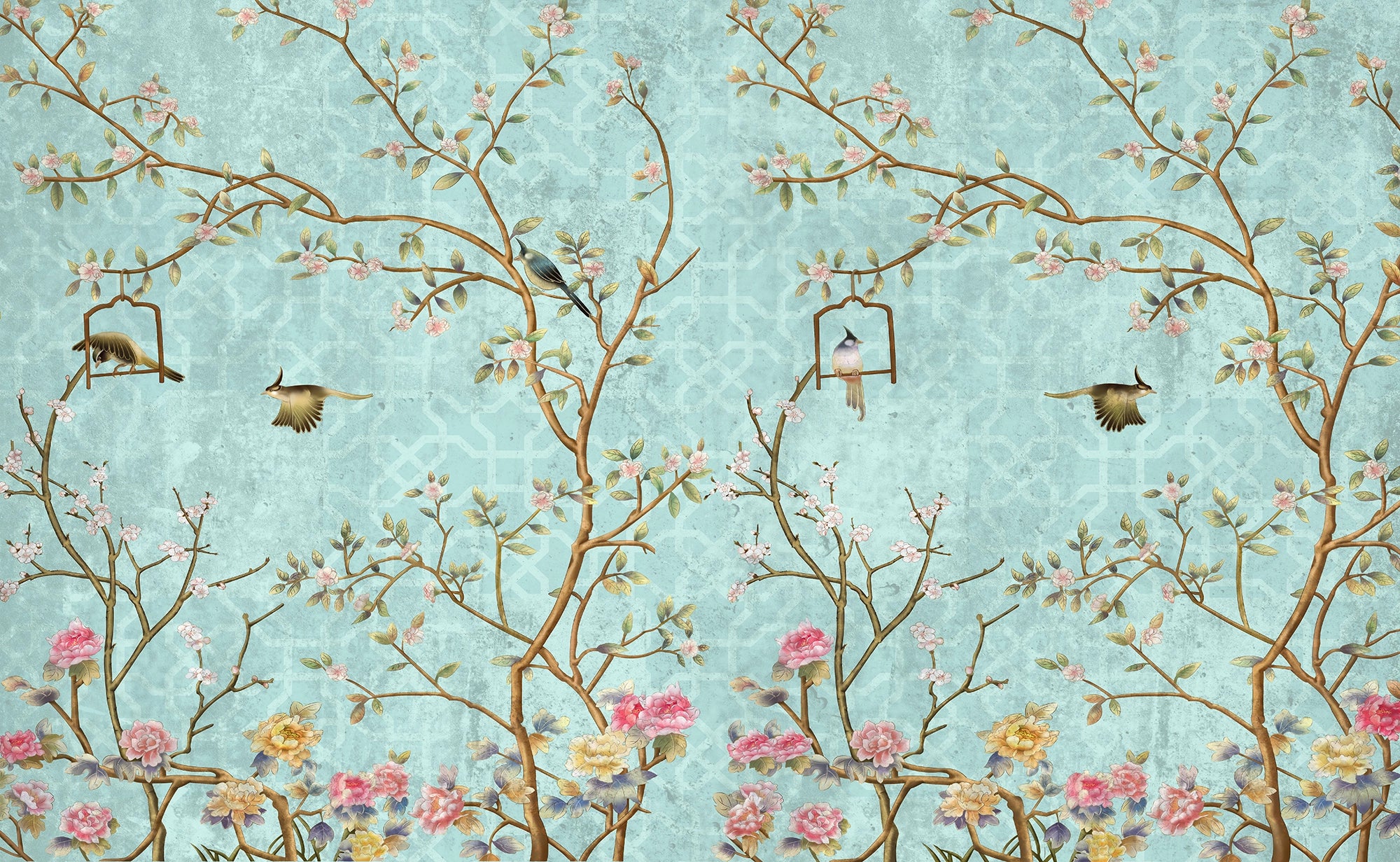 Panoramic wallpaper flowering tree