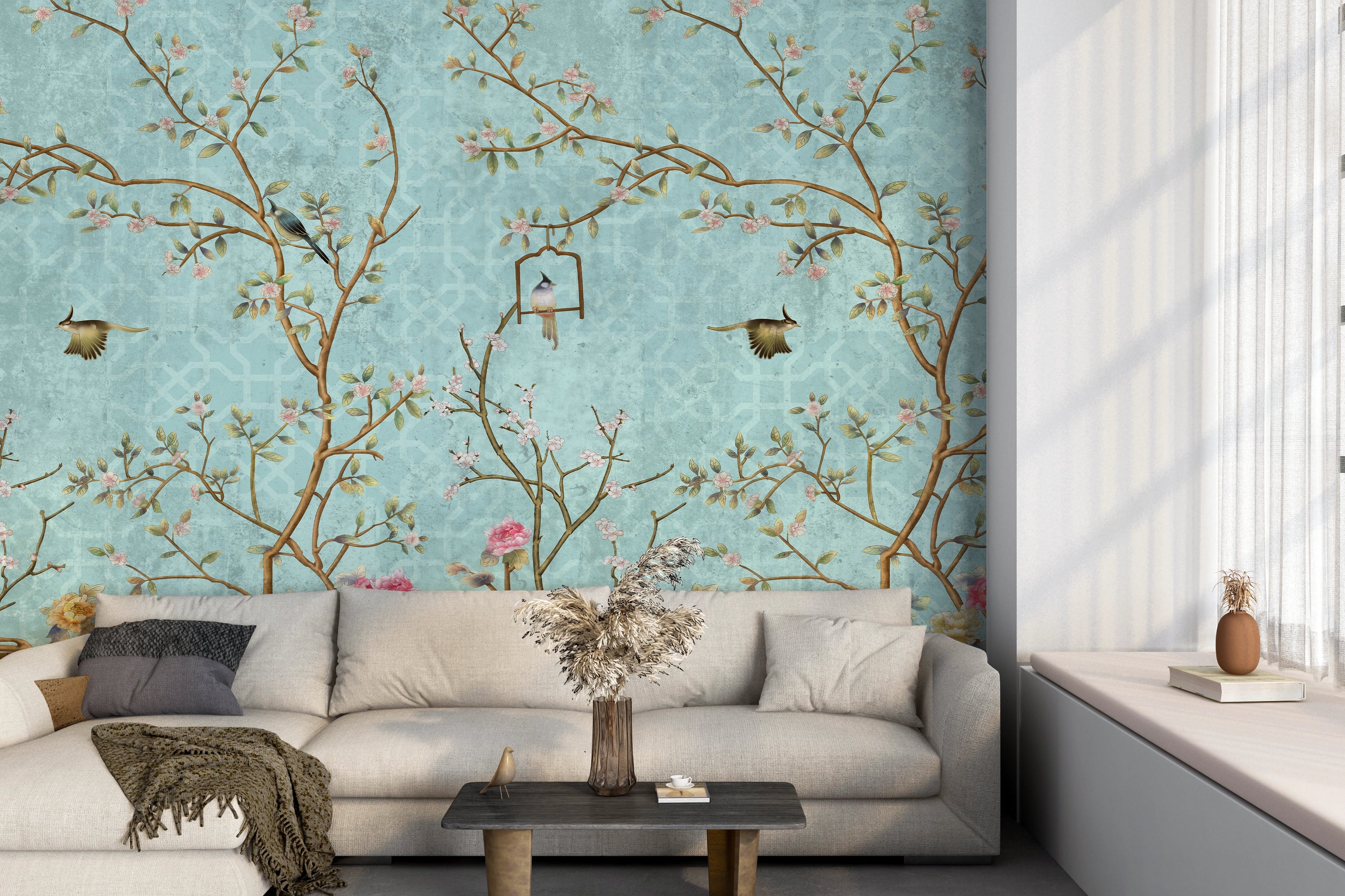 Panoramic wallpaper flowering tree